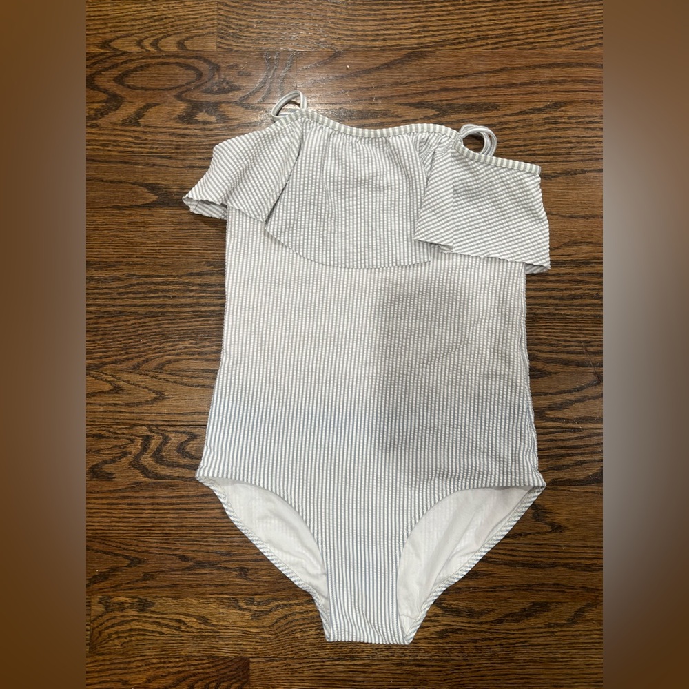 H&M Blue and White Striped Swimsuit
